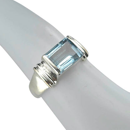 Faceted Blue Topaz Sterling Silver Ring