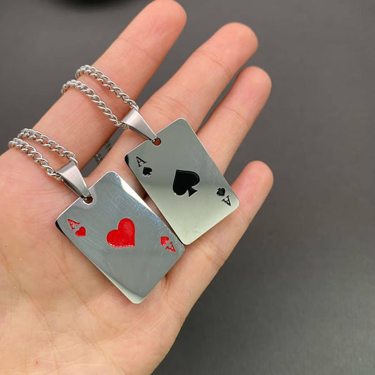Poker Aces ♤ Stainless Steel Pendant Necklace