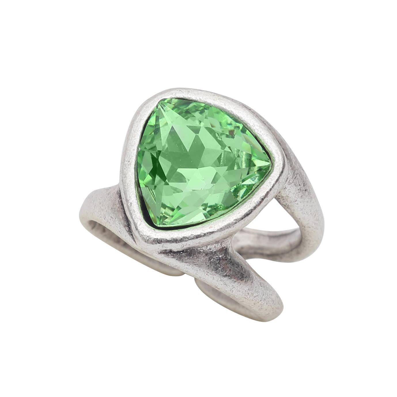 Handmade Green Swarovski Crystal 945 Silver Plate Ring