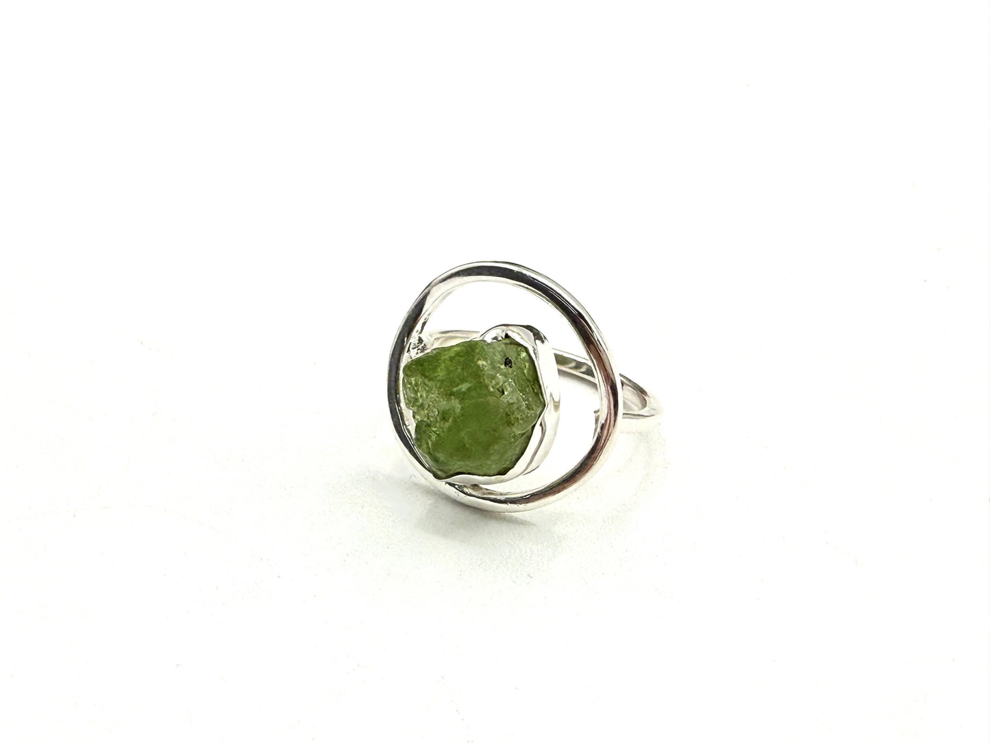 Peridiot Rough Gemstone 925 Sterling Silver Ring