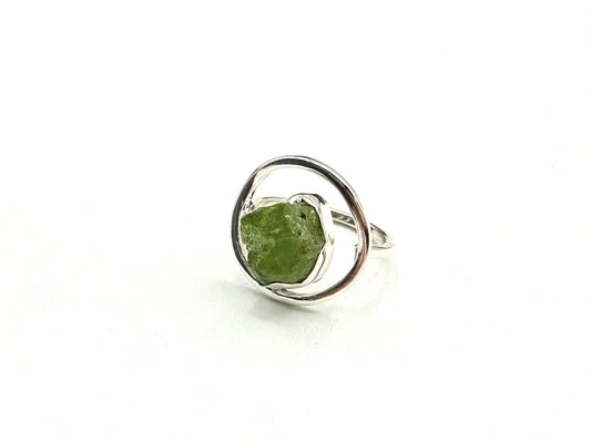 Peridiot Rough Gemstone 925 Sterling Silver Ring