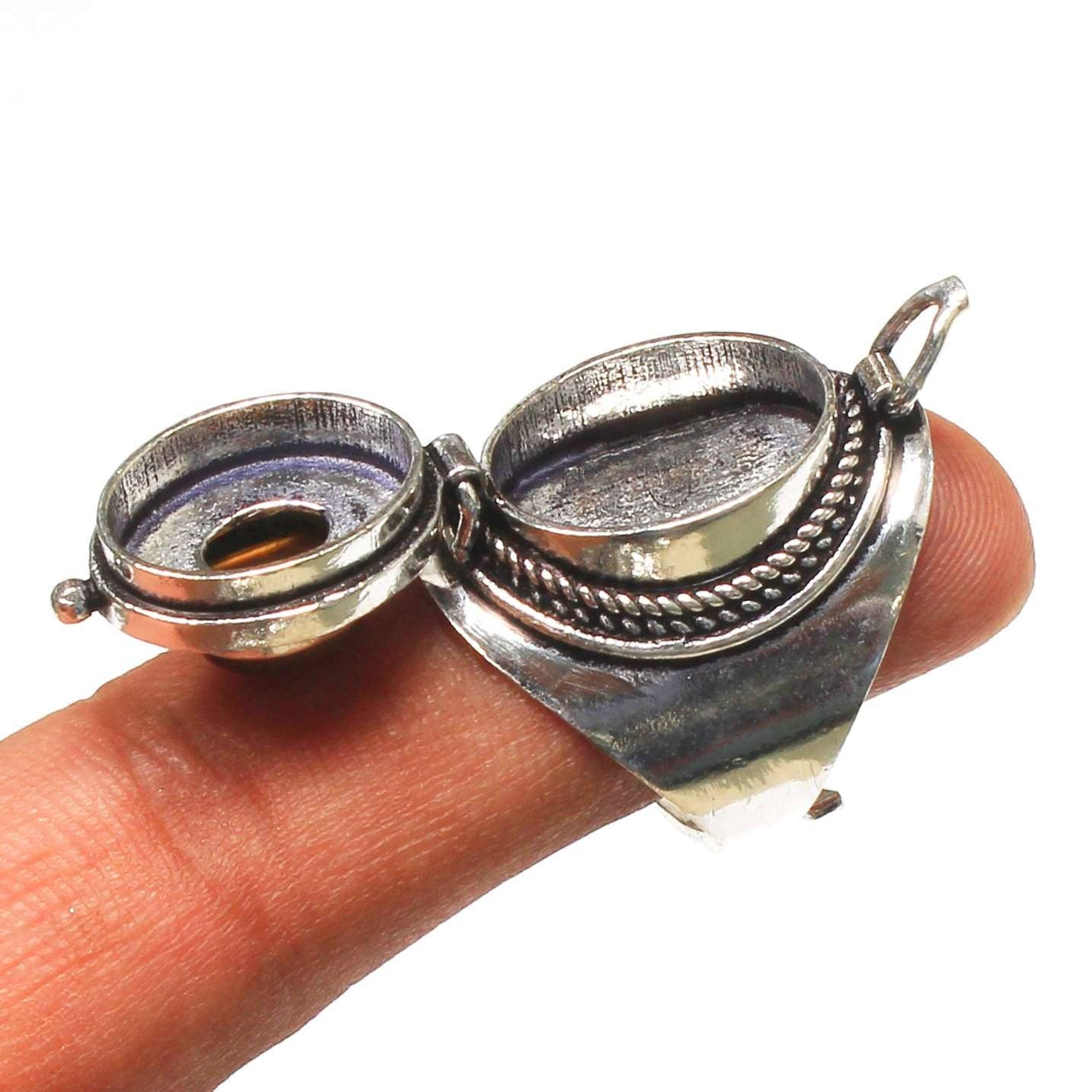 Handmade Silver-Plated Poison Rings with Semiprecious Gemstones
