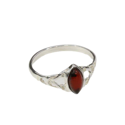 Cherry Amber Sterling Silver Ring