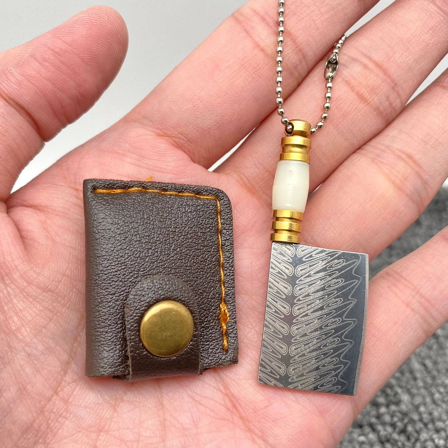 Laser Damascus Pattern Mini Portable Pocket Knife With Cover