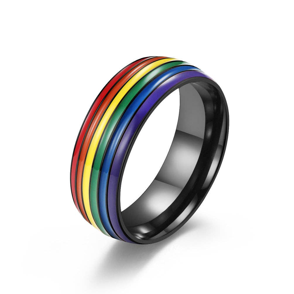 Rainbow Striped 🌈 Stainless Steel Pride Ring