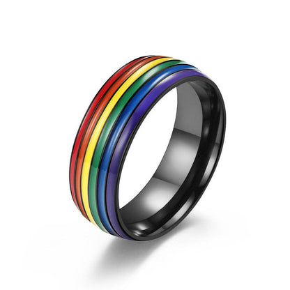Rainbow Striped 🌈 Stainless Steel Pride Ring