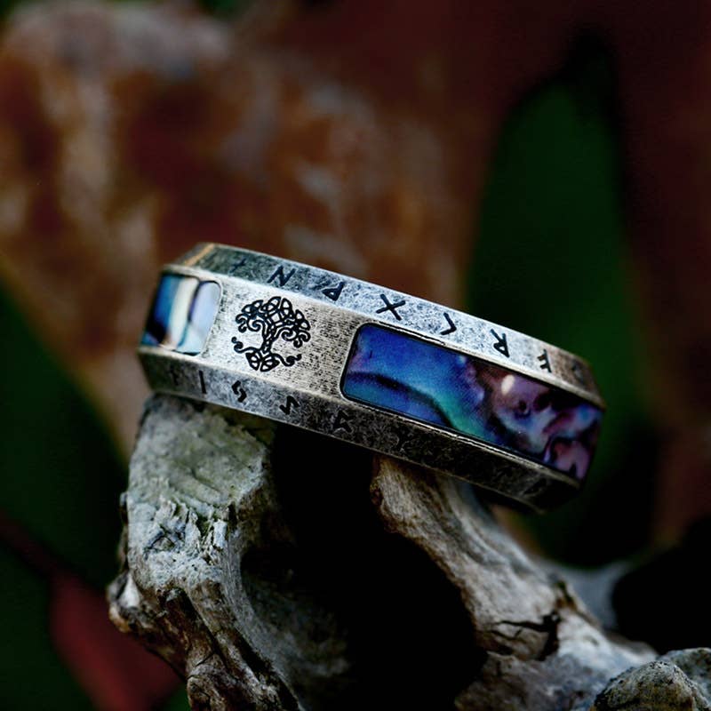 Viking Style Distressed Letter Ring
