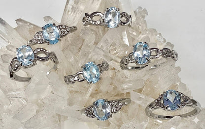 Faceted London Blue Topaz Stainless Steel Rings