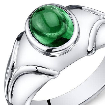 Men's 2.5 cts Emerald Sterling Silver Ring Size 12