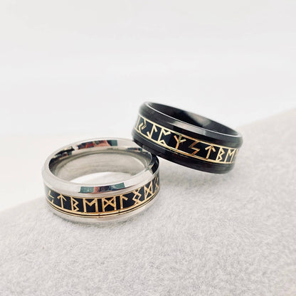 Viking Runes Titanium Steel Ring