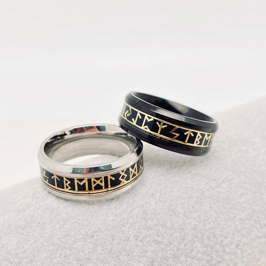 Viking Runes Titanium Steel Ring