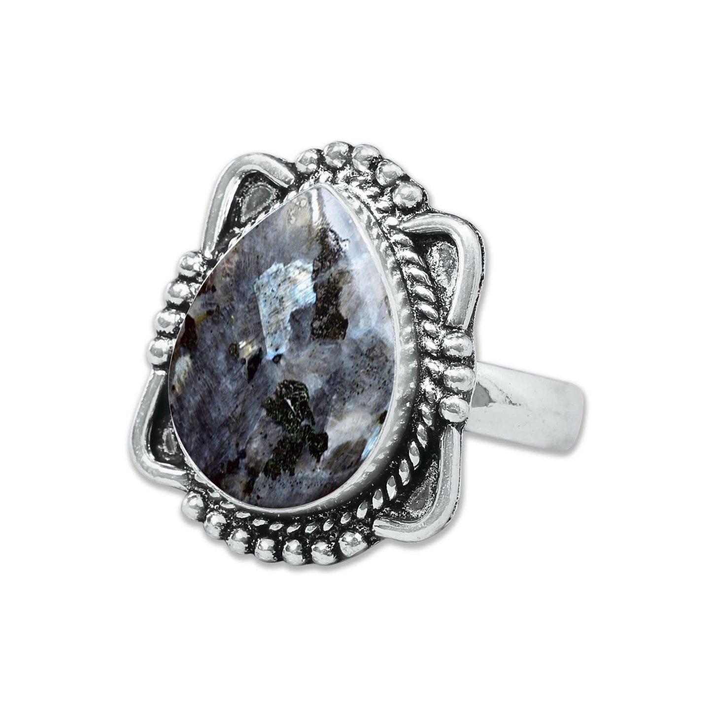 Larvikite Rings ☆ Norwegian Moonstone ☆ Handmade, Silver-Plated