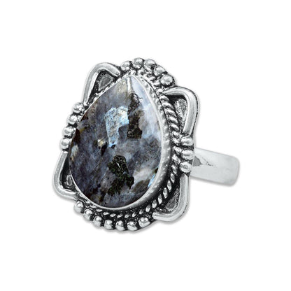 Larvikite Rings ☆ Norwegian Moonstone ☆ Handmade, Silver-Plated