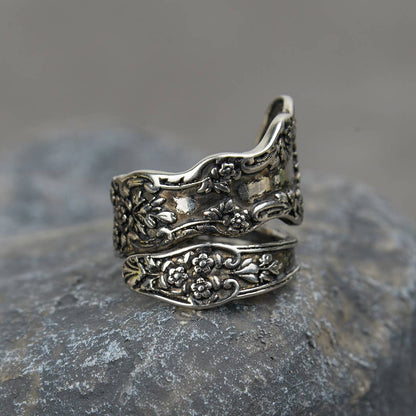 Dark Flower Spoon Ring