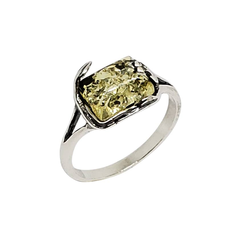 Citrine Amber Sterling Silver Ring