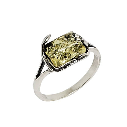 Citrine Amber Sterling Silver Ring