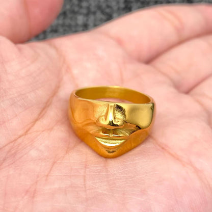 Abstract Face Contour 18K Gold Plated Ring