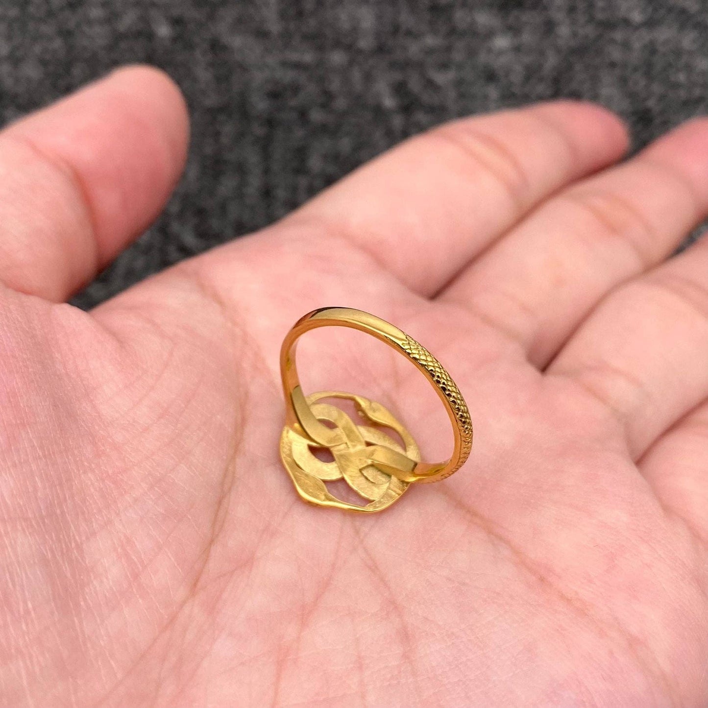 Double Snake Knot Gold Plated Stainless Steel Ring