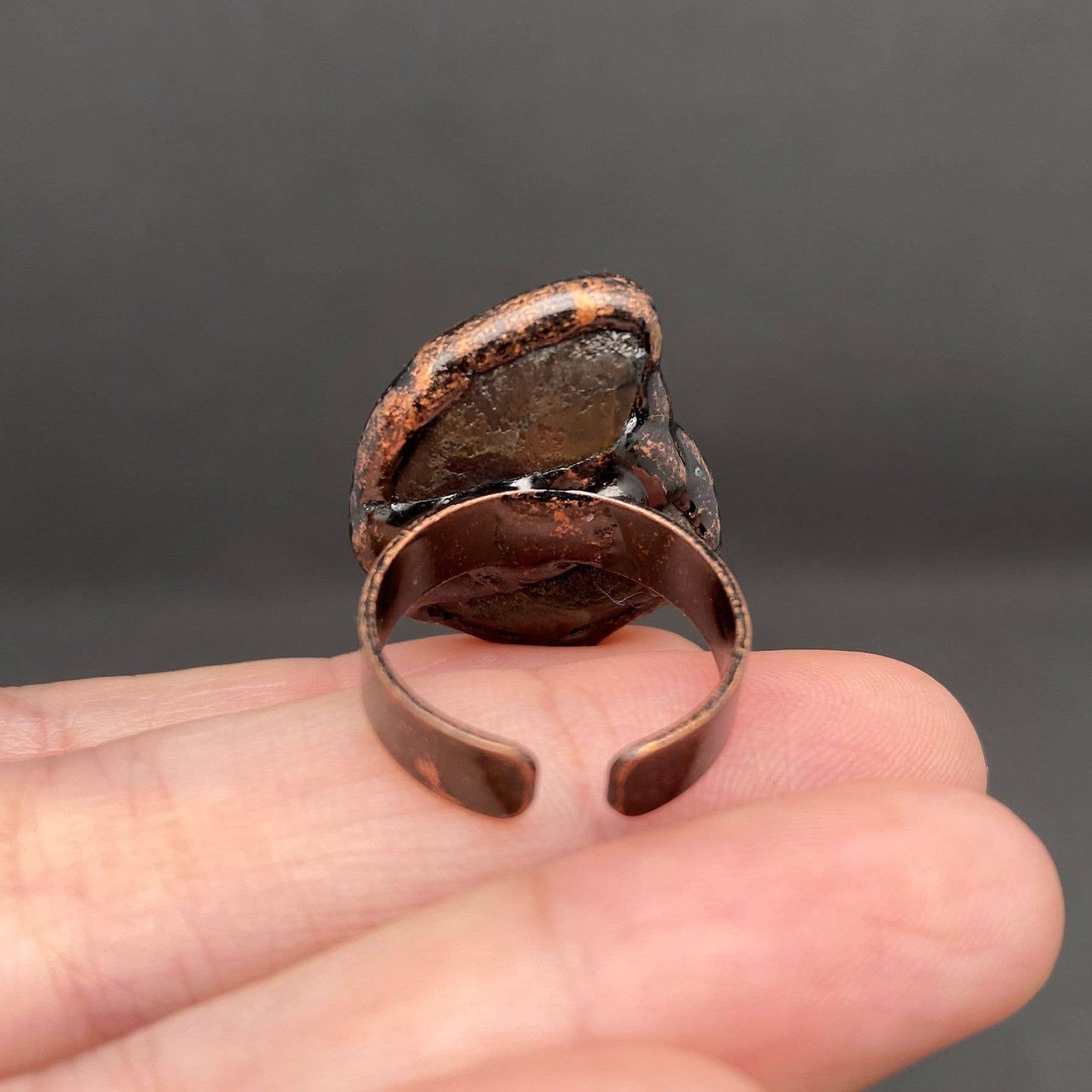 Ammonite Ring - Copper Electroformed