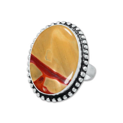 Mookaite Jasper Rings – Handmade, Silver-Plated ☆ Bold Earth Tones