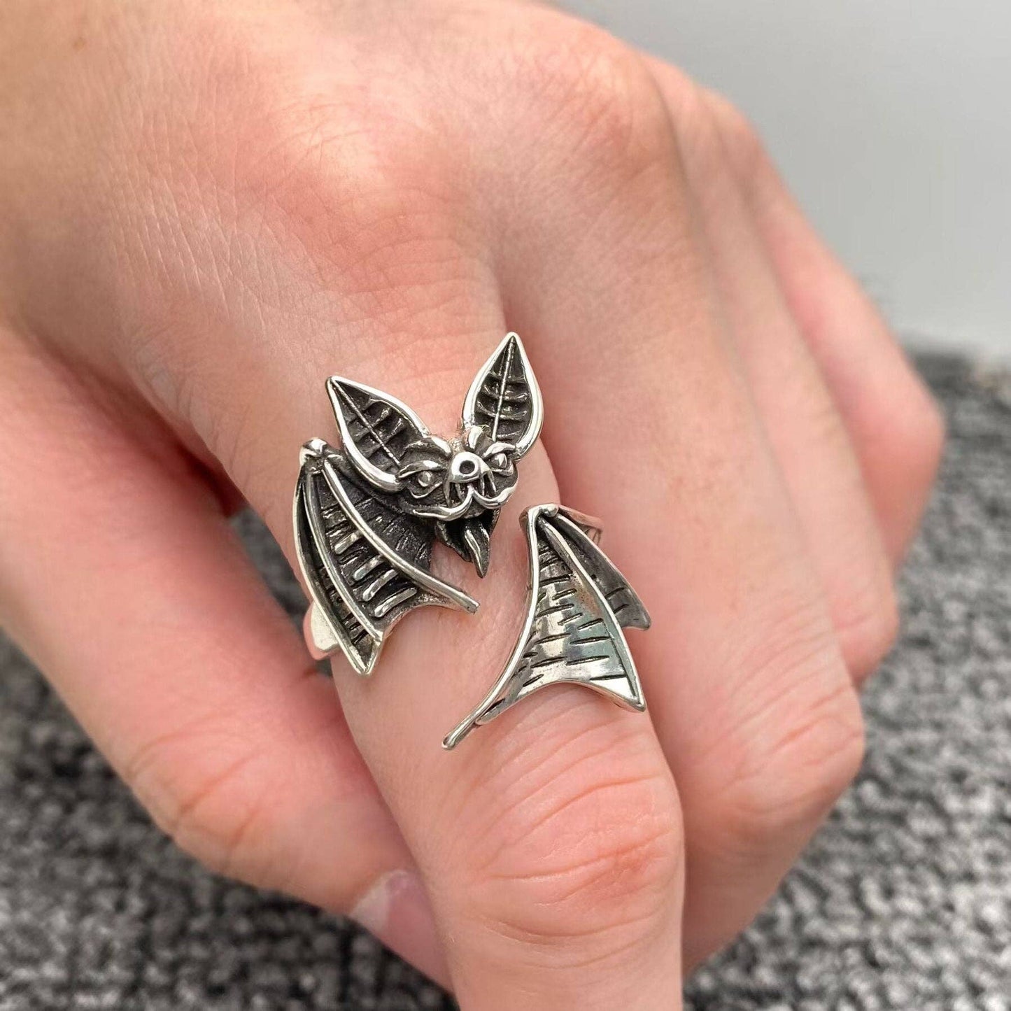 Gothic Adjustable Bat Ring