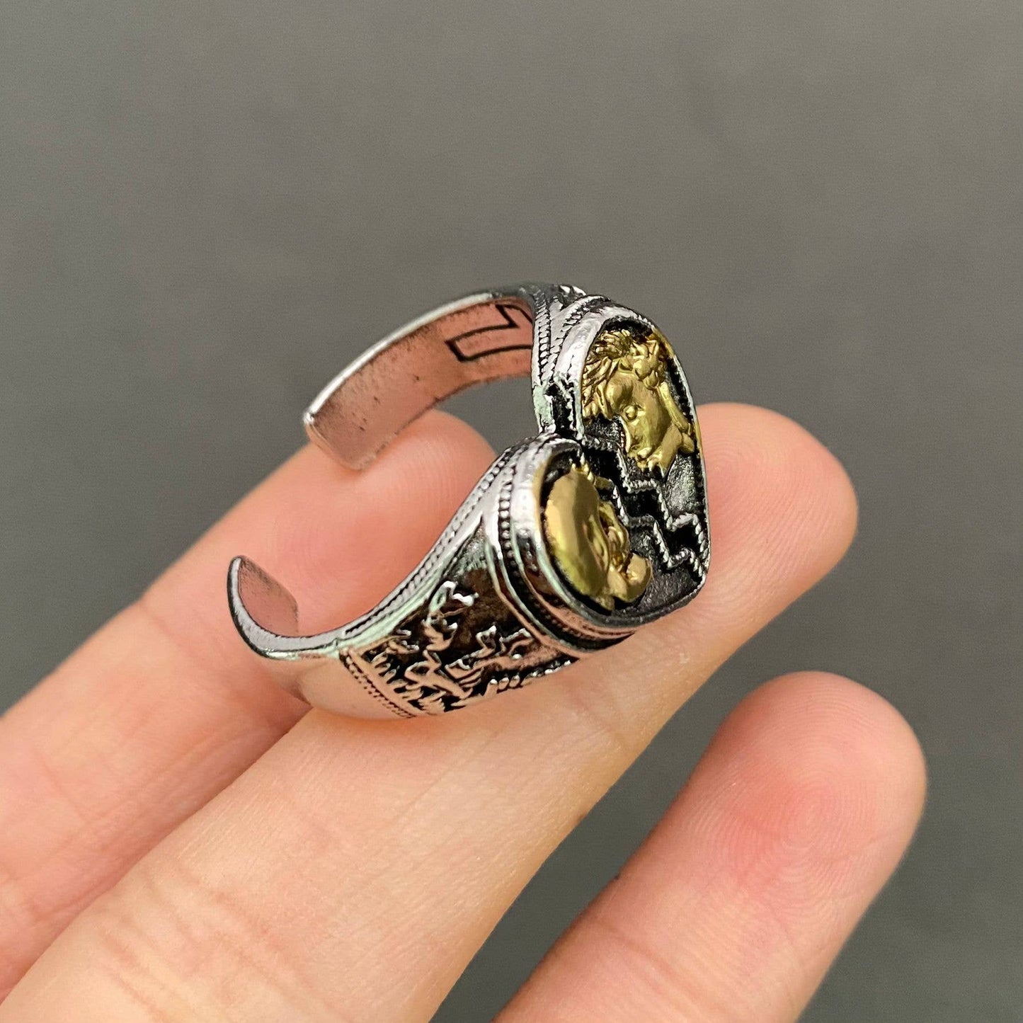 Angel & Devil Split Heart Adjustable Ring