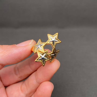 Two-tone Star 18K Gold Plated Ring