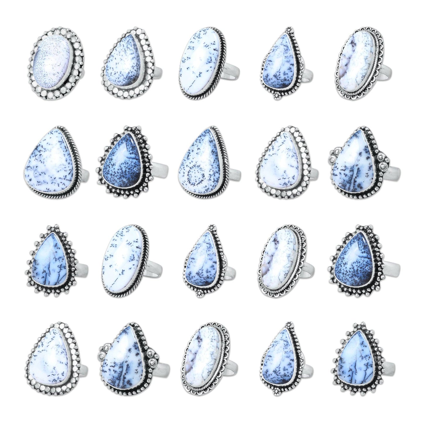 Dendrite Opal Ring ☆ Handmade, Silver-Plated (US Sizes 6–10)
