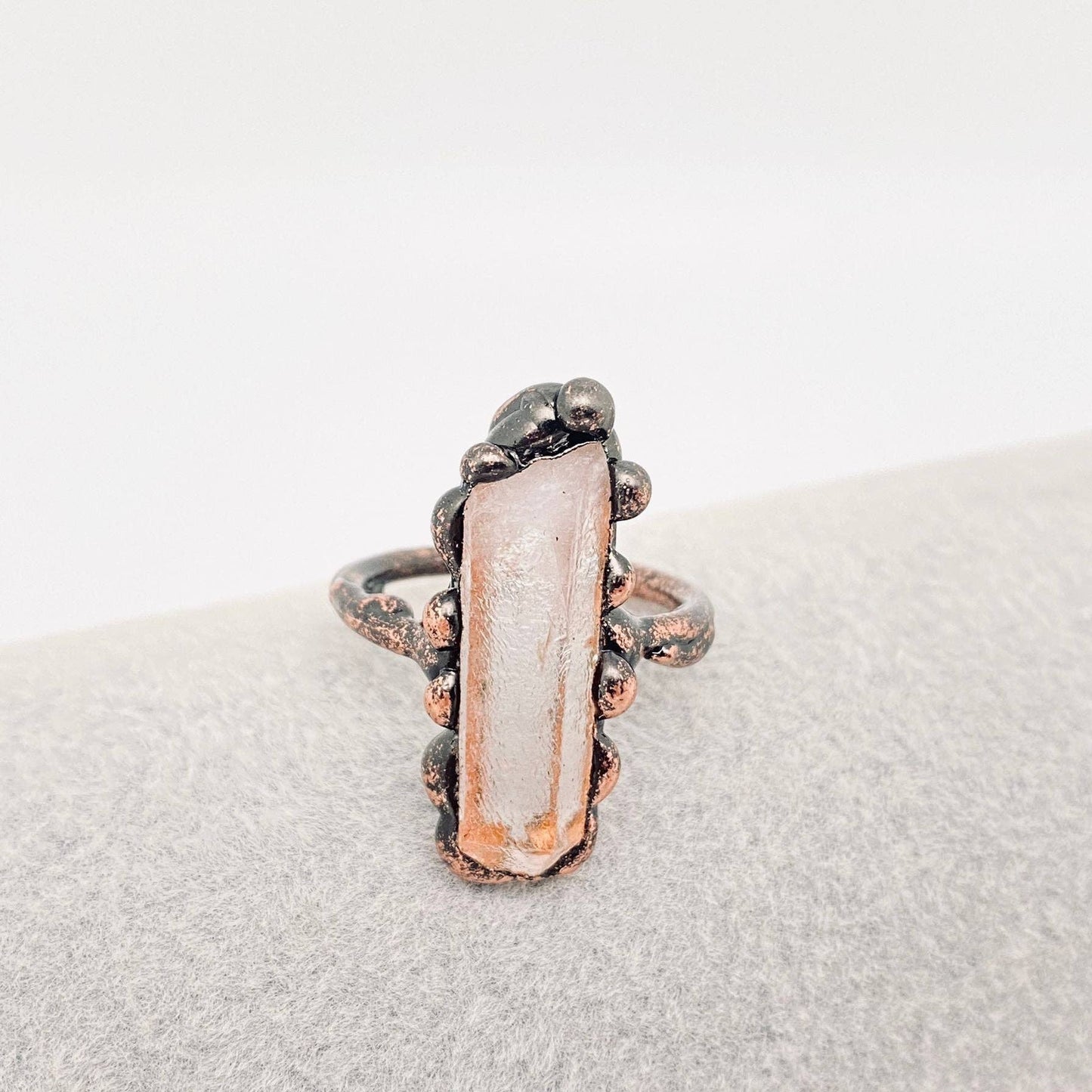 Clear Quartz Crystal Irregular Column Ring