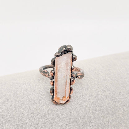 Clear Quartz Crystal Irregular Column Ring
