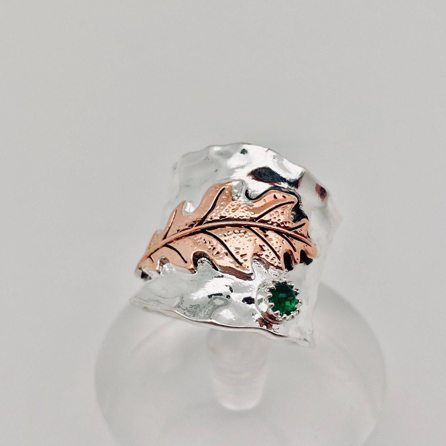 Retro Brass Embossed Leaf Ring