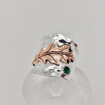 Retro Brass Embossed Leaf Ring