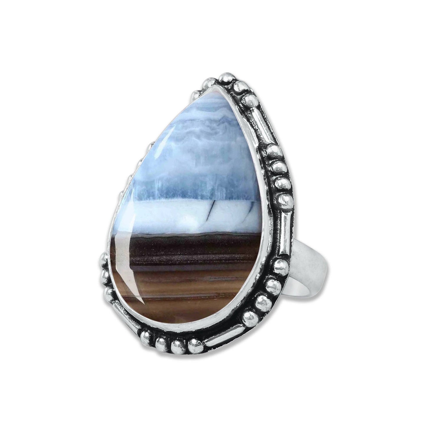 Blue Owyhee Opal Rings ☆ Handmade, Silver-Plated, Soft Sky-Toned Gemstone
