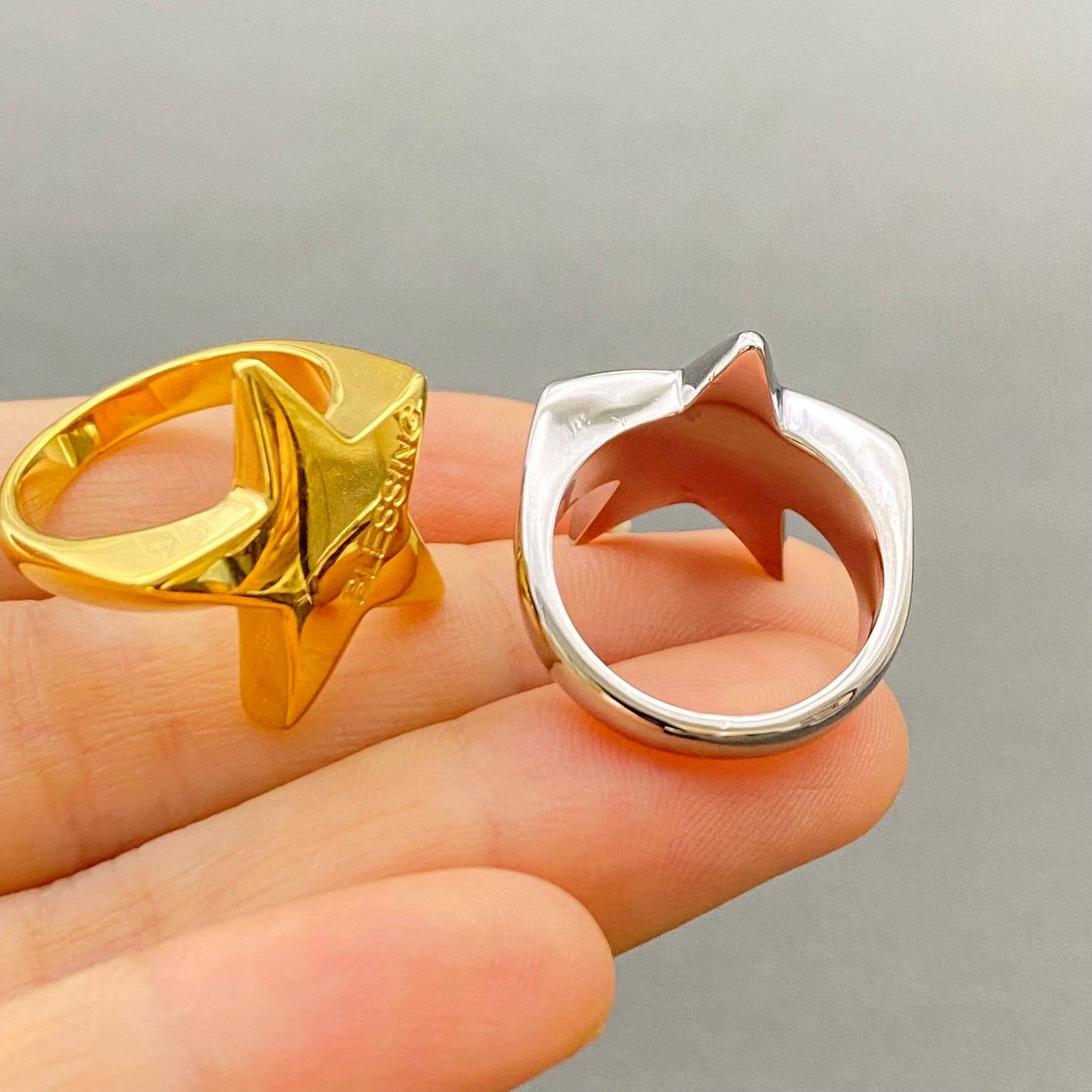 BLESSING Star 18K Gold Plated Stainless Steel Ring