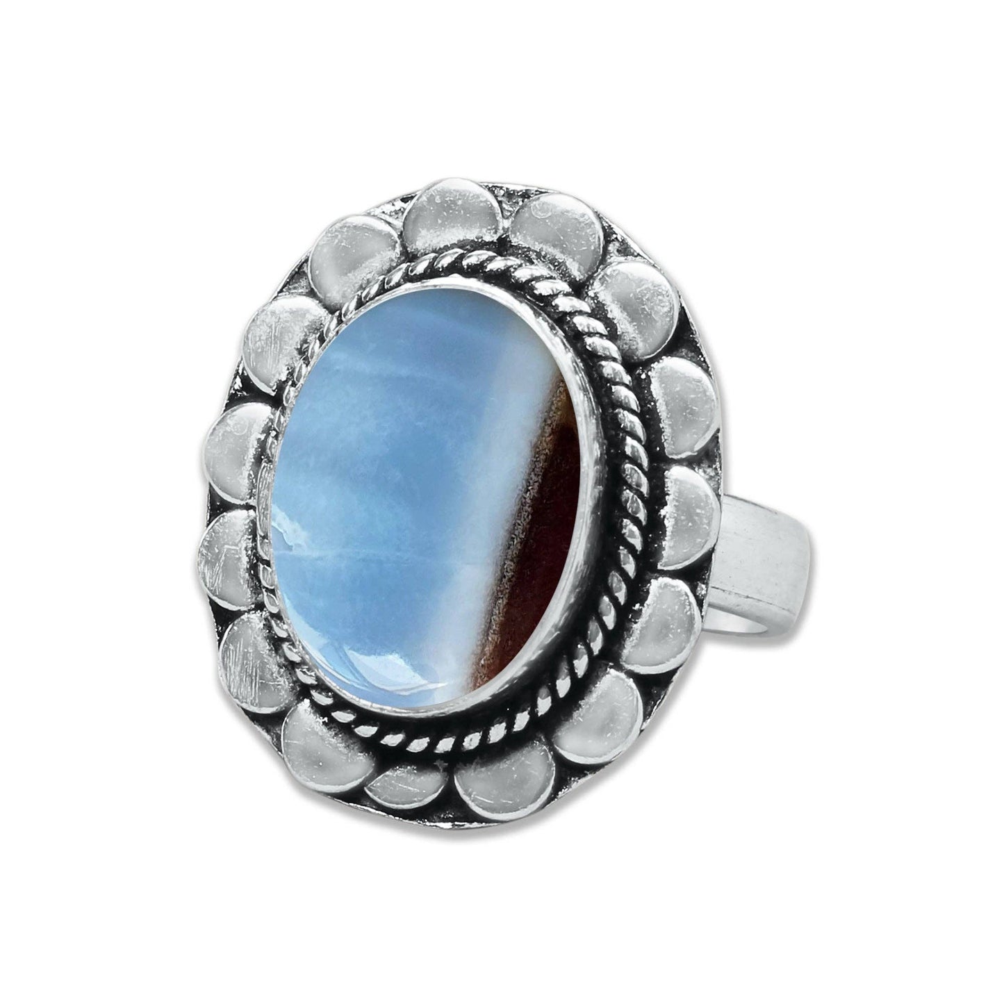 Blue Owyhee Opal Rings ☆ Handmade, Silver-Plated, Soft Sky-Toned Gemstone