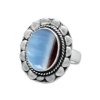 Blue Owyhee Opal Rings ☆ Handmade, Silver-Plated, Soft Sky-Toned Gemstone
