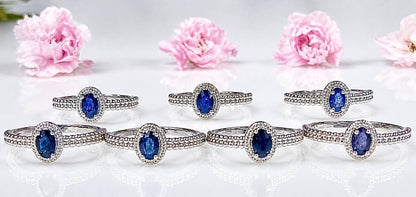 Natural Sapphire White Bronze & Rhodium 