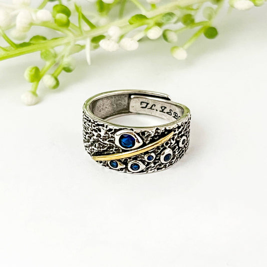 Starry Sky Wide Adjustable Open Ring