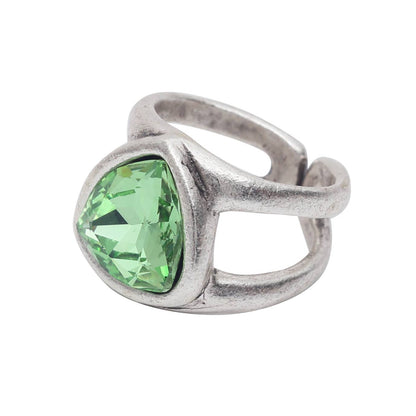 Handmade Green Swarovski Crystal 945 Silver Plate Ring