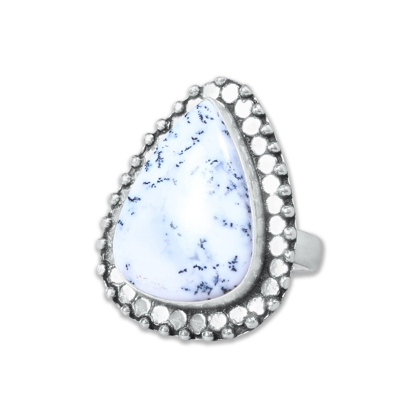 Dendrite Opal Ring ☆ Handmade, Silver-Plated (US Sizes 6–10)