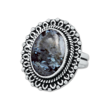 Larvikite Rings ☆ Norwegian Moonstone ☆ Handmade, Silver-Plated