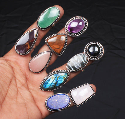 Gemstone Silver Plate Rings * Various Sizes & Stones