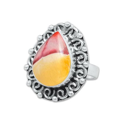 Mookaite Jasper Rings – Handmade, Silver-Plated ☆ Bold Earth Tones