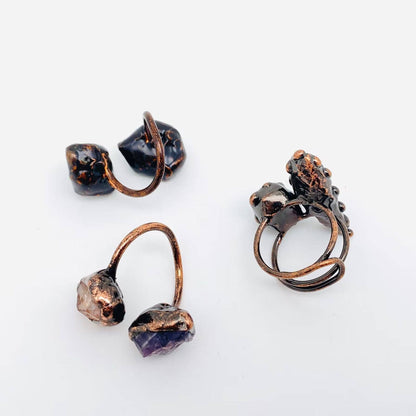 Natural Stone Irregular Fluorite Crystal Adjustable Ring