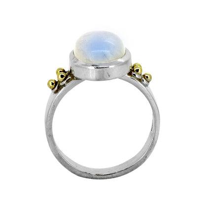 Rainbow Moonstone 925 Sterling Silver Solitaire Brass Accent