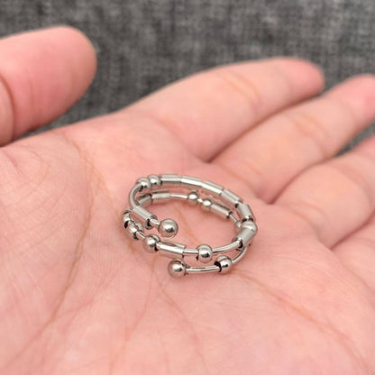 Morse Code "Never Give Up"  Stainless Steel Adjustable Ring