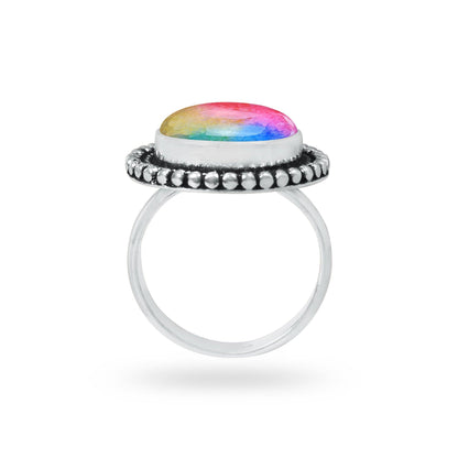 Rainbow Quartz Rings 🌈 Handmade & Silver-Plated, Colored Semiprecious Gemstone (US Sizes 6–10)