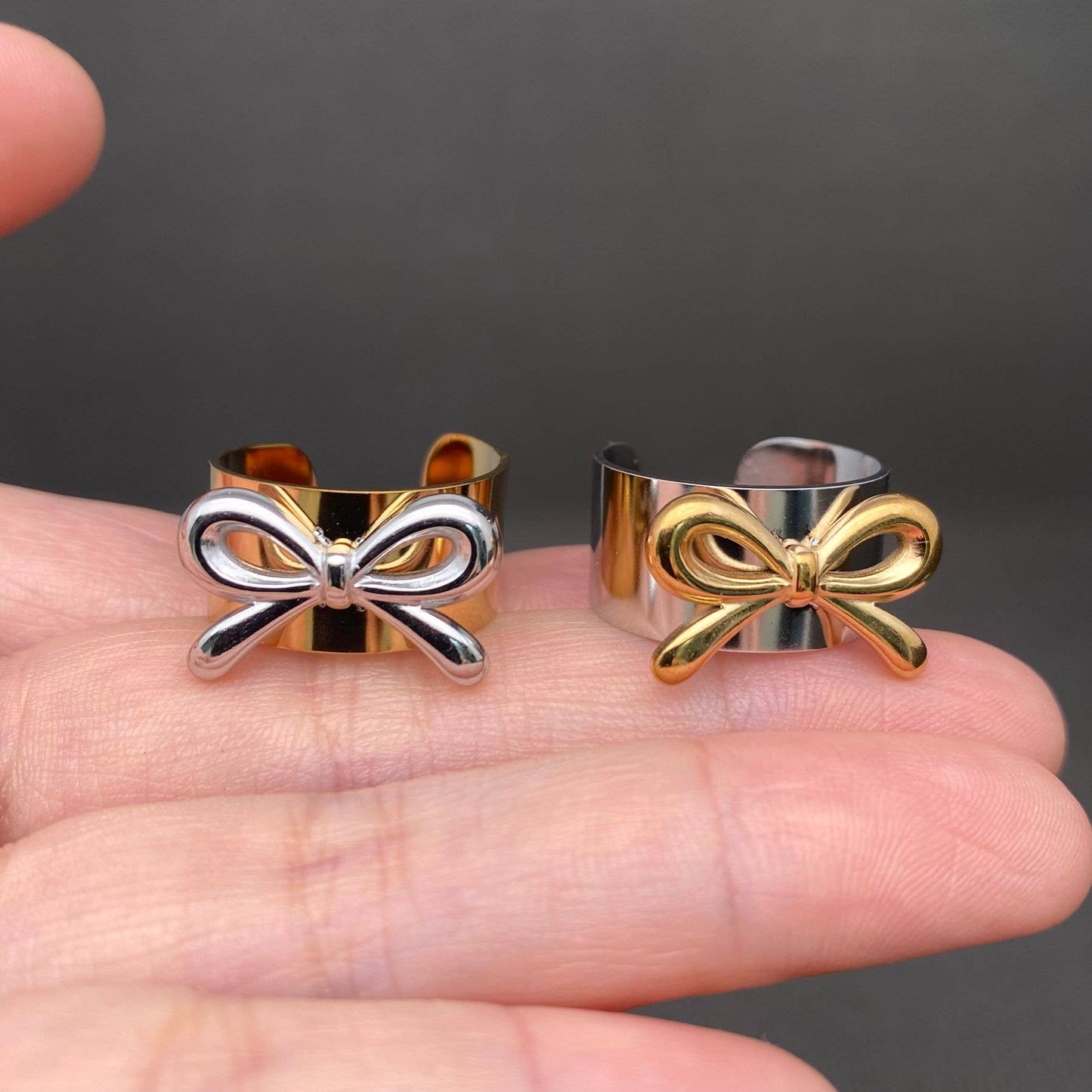 Two-Tone Bow ☆ 18K Gold Plated Stainless Steel Ring