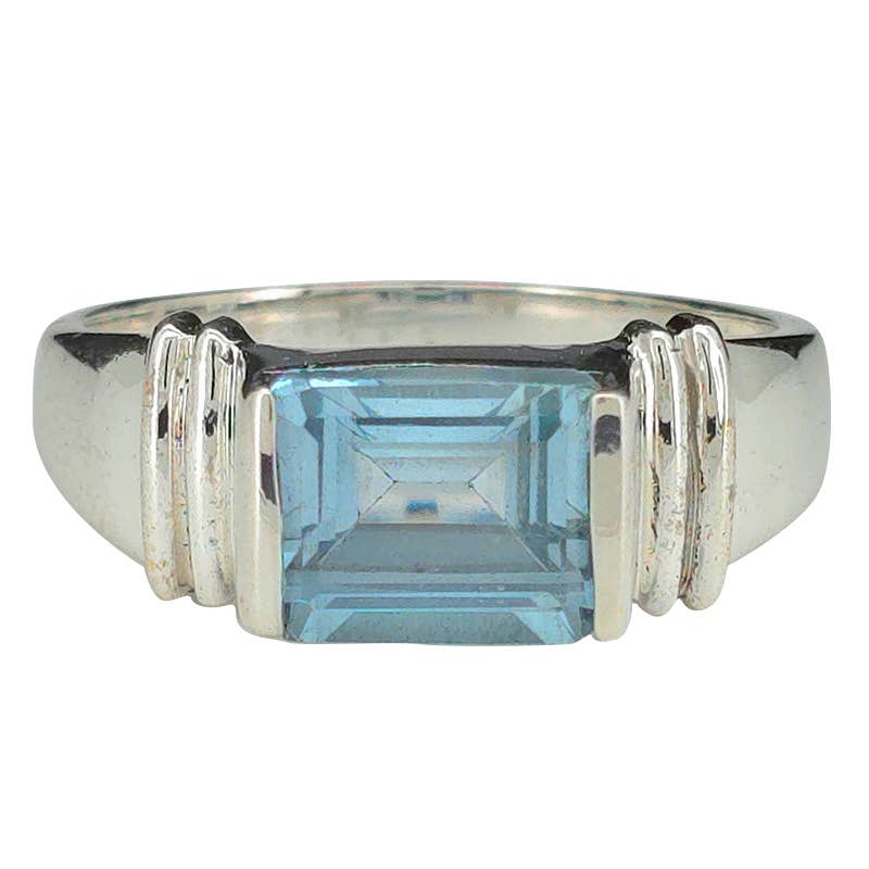Faceted Blue Topaz Sterling Silver Ring