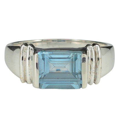 Faceted Blue Topaz Sterling Silver Ring